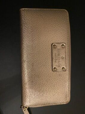 kate spade Metallic Rose Gold Zip Around Wallet